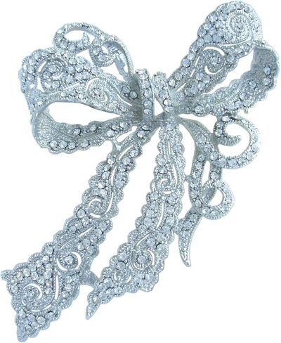 4.13 "حجر الراين كريستال Bowknot بروش دبوس قلادة مجوهرات الزفاف حفلة موسيقية BZ5823 in Saudi Arabia