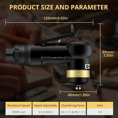 AMTOVL Air Chamfer Tool, Mini Pneumatic Chamfering Machine, 30000 RPM Pneumatic Chamfering Tool, 45 Degree Air Beveling Machine with 1/4 Inch Air Inlet for Metal, Wood, Acrylic Deburring and Trimming in Saudi Arabia
