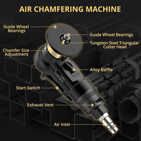 AMTOVL Air Chamfer Tool, Mini Pneumatic Chamfering Machine, 30000 RPM Pneumatic Chamfering Tool, 45 Degree Air Beveling Machine with 1/4 Inch Air Inlet for Metal, Wood, Acrylic Deburring and Trimming in Saudi Arabia