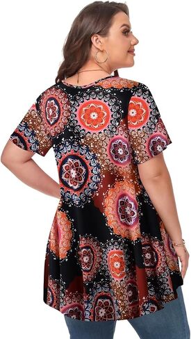 MONNURO Womens Plus Size Tops Short Sleeve Henley Shirts V Neck Button Up 2023 Casual Summer Blouses in Saudi Arabia