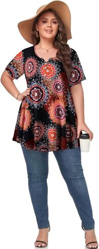 MONNURO Womens Plus Size Tops Short Sleeve Henley Shirts V Neck Button Up 2023 Casual Summer Blouses in Saudi Arabia