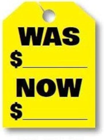 Donkey Auto Products was/Now Price Mirror Hang Tags (50 per Pack) - Car Signs (Yellow) in Kuwait