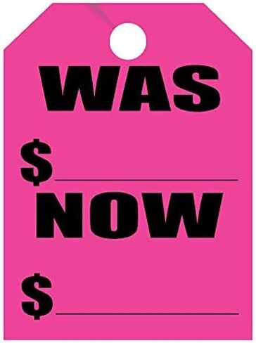 Donkey Auto Products was/Now Price Mirror Hang Tags (50 per Pack) - Car Signs (Yellow) in Kuwait