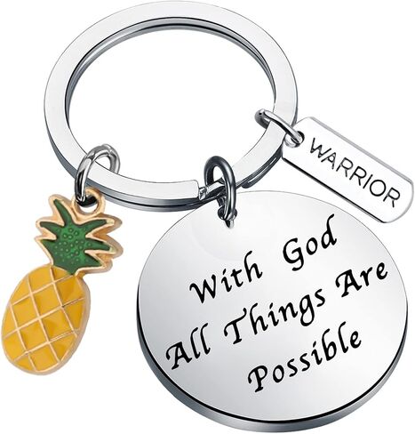 BEKECH IVF Support Gift IVF Infertility Pineapple Lucky Charm Keychain With God All Things Are Possible IVF IUI Gift in Saudi Arabia