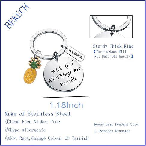 BEKECH IVF Support Gift IVF Infertility Pineapple Lucky Charm Keychain With God All Things Are Possible IVF IUI Gift in Saudi Arabia