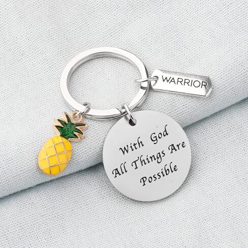 BEKECH IVF Support Gift IVF Infertility Pineapple Lucky Charm Keychain With God All Things Are Possible IVF IUI Gift in Saudi Arabia