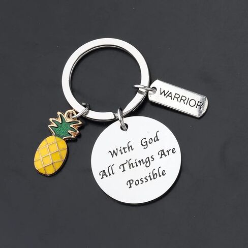BEKECH IVF Support Gift IVF Infertility Pineapple Lucky Charm Keychain With God All Things Are Possible IVF IUI Gift in Saudi Arabia