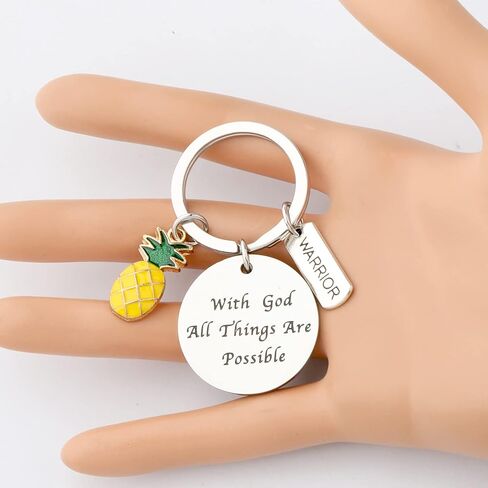 BEKECH IVF Support Gift IVF Infertility Pineapple Lucky Charm Keychain With God All Things Are Possible IVF IUI Gift in Saudi Arabia