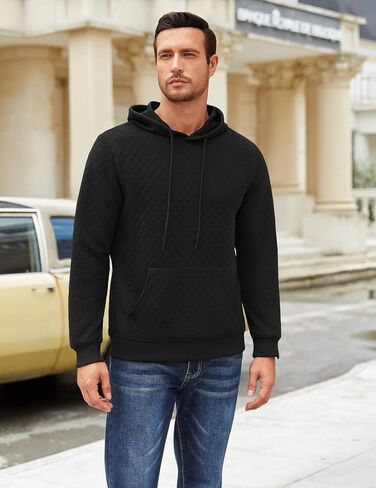 COOFANDY Mens Hooded Sweatshirt Long Sleeve Quilted Sweatshirt Casual Fashion Pullover Hoodies with Pocket in Saudi Arabia