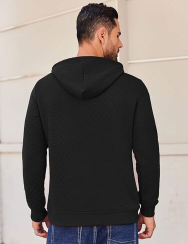 COOFANDY Mens Hooded Sweatshirt Long Sleeve Quilted Sweatshirt Casual Fashion Pullover Hoodies with Pocket in Saudi Arabia