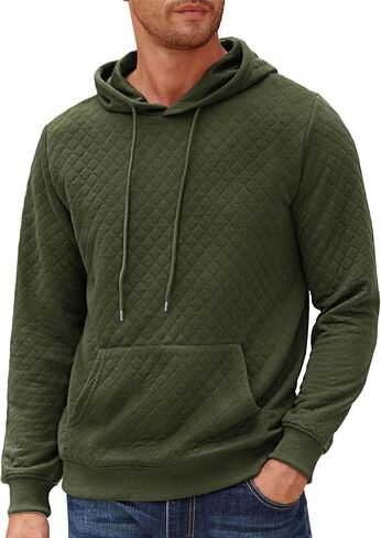 COOFANDY Mens Hooded Sweatshirt Long Sleeve Quilted Sweatshirt Casual Fashion Pullover Hoodies with Pocket in Saudi Arabia