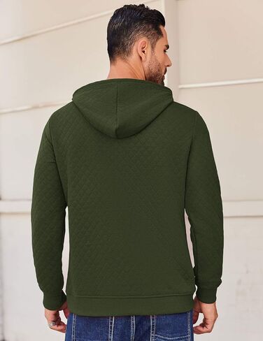 COOFANDY Mens Hooded Sweatshirt Long Sleeve Quilted Sweatshirt Casual Fashion Pullover Hoodies with Pocket in Saudi Arabia