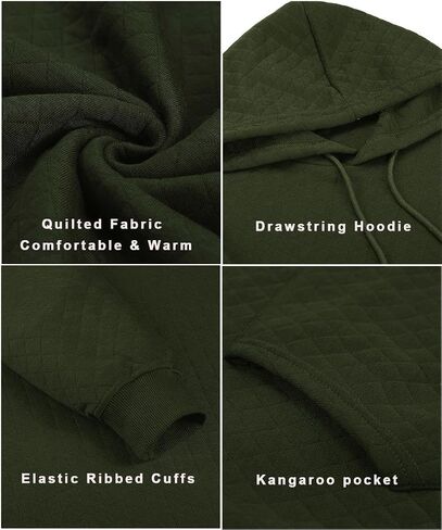 COOFANDY Mens Hooded Sweatshirt Long Sleeve Quilted Sweatshirt Casual Fashion Pullover Hoodies with Pocket in Saudi Arabia