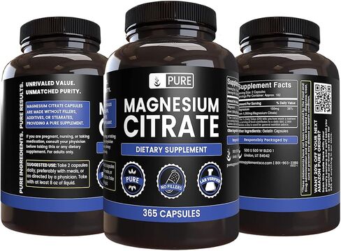 Pure Original Ingredients Magnesium Citrate (365 Capsules) No Magnesium Or Rice Fillers, Always Pure, Lab Verified in Kuwait