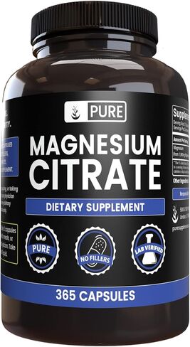 Pure Original Ingredients Magnesium Citrate (365 Capsules) No Magnesium Or Rice Fillers, Always Pure, Lab Verified in Kuwait