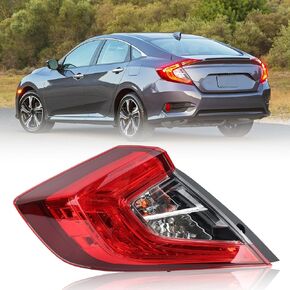 Outer Tail Light Compatible with 2016 2017 2018 2019 2020 2021 Honda Civic 4-Door Sedan with Bulbs Replace 33500TBAA01 HO2805110 Right Passenger Side