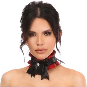 Daisy corsets womens Kitten Collection Red Plaid Choker Lingerie, Red, One Size US