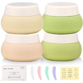 Travel Containers for Toiletries 4Pack 1oz TSA Approved Travel Size Containers, Silicone Travel Jars with Lids Leak-proof Travel Essentials for Cosmetic Face Body Cream