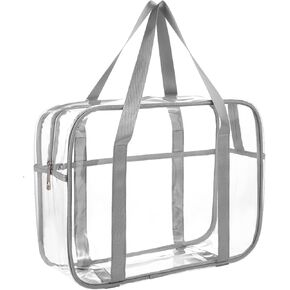 Large Clear Makeup Bags Thick PVC Zippered Clear Toiletry Bag Clear Tote Bags Cosmetic Bag for Daily Work,Travel,Sport