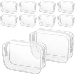 10 Pcs Clear Makeup Bags Set, Zipper Pouches for Cosmetics & Toiletries, Portable Travel Organizers, Transparent Makeup Bags for Easy Access