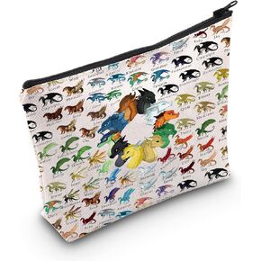 WZMPA Wings Fire Darkstalker Makeup Bag Wings Fire Novel Inspired Gift Dragon Tribes Zipper Pouch Bag Fire Dragon Bookish Gift (Wings Dragon)