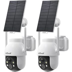 ieGeek Solar Security Cameras Wireless Outdoor, 2K WiFi Outside Cameras for Home Security, Battery Powered 3MP Surveillance Cam with 360°PTZ Color Night Vision, Smart Motion Sensor, Works with Alexa