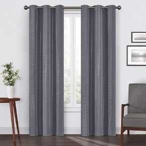 Eclipse Ronneby Grommet Top Curtains for Bedroom, Single Panel, 40 x 95, Slate