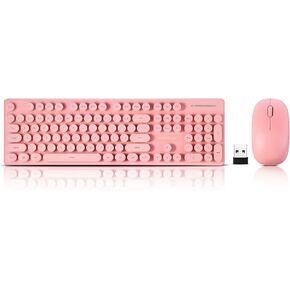Wireless Keyboard and Mouse Combo, Full Size Compact Quiet Wireless Keyboard and Mouse Set 2.4G Ultra-Thin Sleek Design for Windows, Computer, Desktop, PC, Notebook, Laptop,Round Keys White and Blue in Kuwait