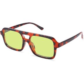 COASION Retro 70s Aviator Sunglasses for Women Men, Vintage Orange Square Sun Glasses UV Protection
