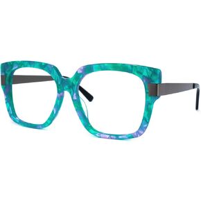 Zeelool Floral Oversized Thick Square Blue Light Blocking Glasses for Women 100% UV400 Protection Reeves ZOP02129