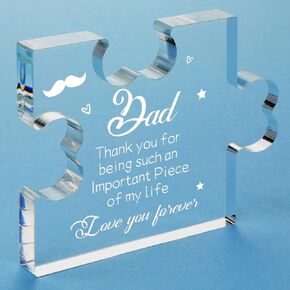 Funnli Christmas Gifts for Dad Acrylic Puzzle Plaque, Dad Birthday Gifts from Daughter Son Desk Decorations, Birthday Valentines Day Fathers Day Wedding Card Gifts for Dad