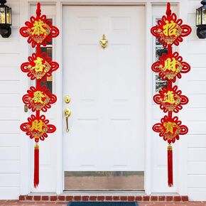 Chinese New Year Decorations 2025 Red Chinese Knot Fu Character and Chinese Couplets for Year of The Snake Lunar New Year Decoration Lucky Hanging Ornaments Spring Festival Party Decor 27 PCS