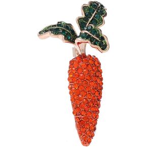2pcs Rhinestone Carrot Brooch Pins Crystal Carrot Vegetables Brooch Holiday Jewelry for Women Girls Kids Dress Clothes