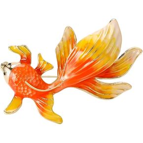 Goldfish Brooch Pins for Women, Lucky Koi Carp Fish Brooch Pin, Cute Goldfish Animal Brooch Lapel Pin, Bohemian Goldfish Brooches Pins for Women Hat Bag Suit Dress Accessories