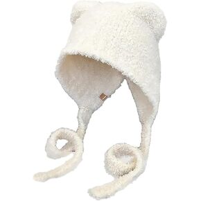 CORIRESHA Women's Cute Cat Ears Crochet Beanie Ear Flap Winter Warm Knit Hat