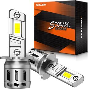 SEALIGHT H3 Fog Light Bulbs or DRL, 12000LM Super Bright 6500K H3 Fog Bulbs with Cooling Fan, 1:1 Mini Size for for Fog Lamp, Plug-N-Play, Pack of 2