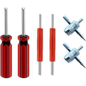 Tire Valve Stem Removal Tool Tire Repair Tool Kit Including Single and Double Heads Valve Core Remover, 4-Way Valve Tool