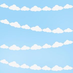 2 Pack White Cloud Banner Hanging Ornaments, Cloud Garland Party Decoration Kit, White Cloud Cutouts String Banners, White Cloud Wall Decor for Shower Sky Theme Party Decorations