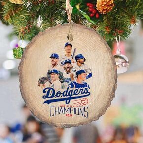 World Series Champions 2024, Baseball Christmas Ornament, Christmas Tree Decoration, Champions Team Roster Ornament Baseball Gift Wooden Natural Souvenir