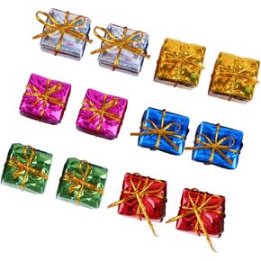 72 Pcs Christmas Tree Decor Hanging Box Christmas Ornaments Mini Wrapped Present Boxes Miniature Foil Ornaments for Xmas Tree Pendant (Assorted Color)
