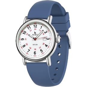 BUREI Nurse Wrist Watch for Nurse Medical Professionals Students Women Men, Waterproof 12/24 Hour Military Time Luminouse Easy Read Dial,Colorful Silicone Band