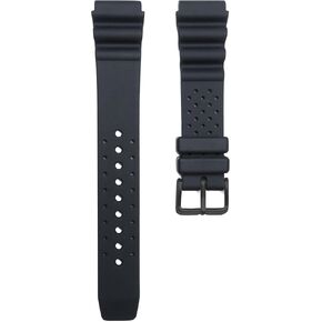 20mm Soft Black Rubber Watch Band Strap Compatible With Citizen Promaster Sports Divers Watches (Stainless Steel Black PVD Buckle)