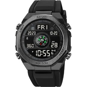findtime Pedometer Watch, Digital Steps Calorie Counter Without Bluetooth No App Required No Phone Needed Fitness Tracker with Distance Dual Time Countdown Stopwatch