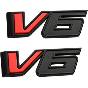 2pcs V6 Emblems 3D Decal Car Nameplate Sticker Badge Replacement for 17-21 Canyon Colorado (BlackRed)