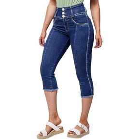 بنطال كابري عالي الخصر للنساء من Flamingals بنطال كابري ضيق بأزرار سفلية in Kuwait