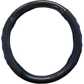 15 Inch Universal Carbon Fiber Style Steering Wheel Cover, Anti-Slip Rubber Grip with Raised Particles, Comfortable Feel, for Car Steering Wheel Protection (Carbon Blue)