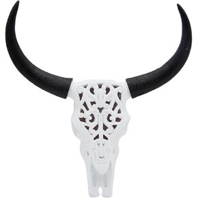 Wowser Rustic Chic Cow Skull Wall Hanging Art, Boho Chic Home & Office Decor, Wall Mounted Cow Skull Steer, 13.25 Inches