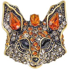 Rhinestone Small Fox Brooch Pin for Women Clear Crystal Cluster Animal Head Brooches Lapel Pins CZ Dress Accessories Suit Collar Decoration Birthstone Jewelry Gift for Christmas Halloween