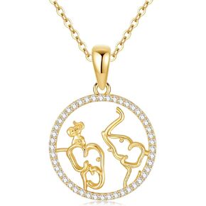 YDD 14K Solid Gold Elephant Necklace for Women Lucky Elephant Pendant Necklace Family 3 Elephant Animal Jewelry Dainty Gift for Her Mom Wife 16-18''