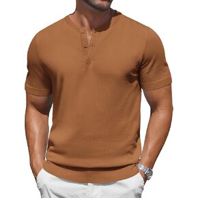 COOFANDY Men's Knit Henley Shirts Short Sleeve Casual Basic Tee Summer Button Soild T Shirts in Kuwait